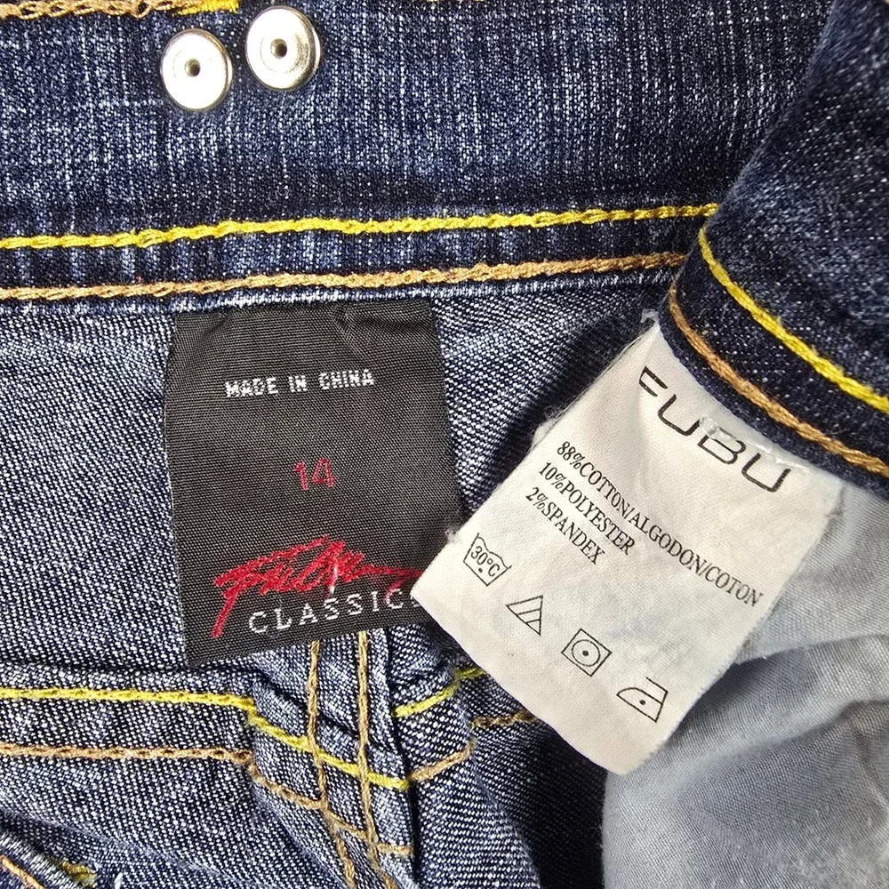 Vintage FUBU 14 Denim Jacket Jeans Matching Set Y2K Cargo SEE MEASUREMENTS